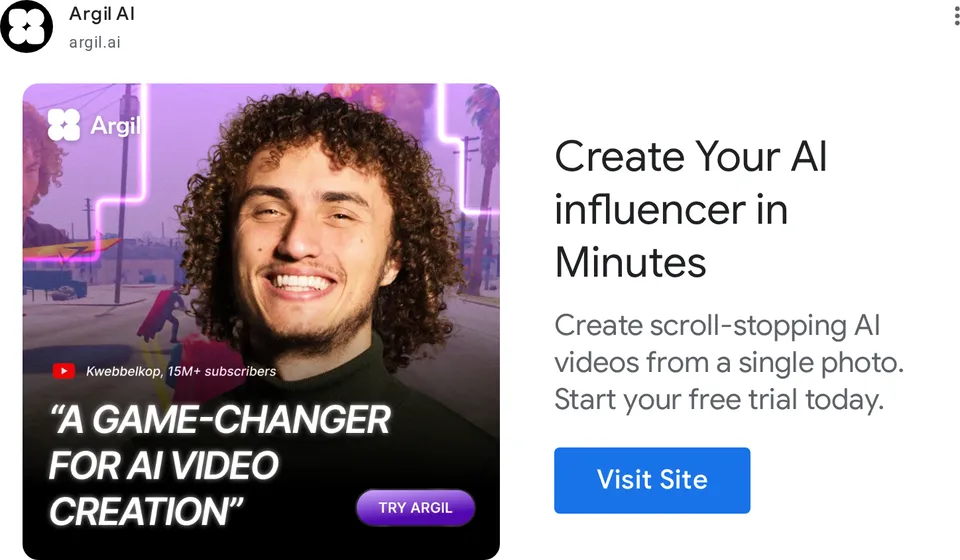 An ad Argil is running