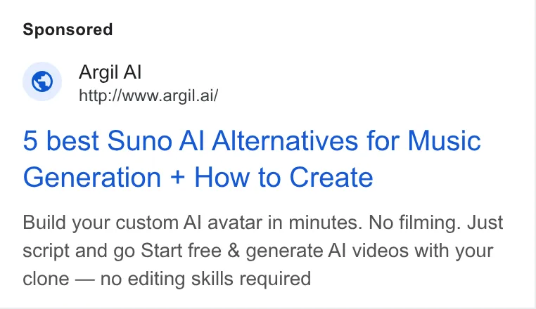 An ad Argil is running