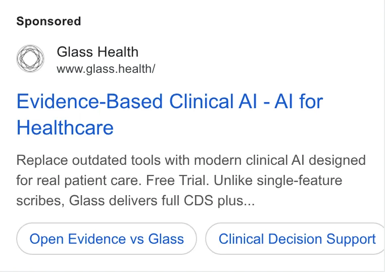 An ad Glass is running