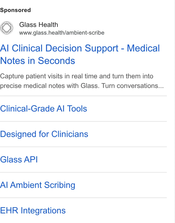 An ad Glass is running