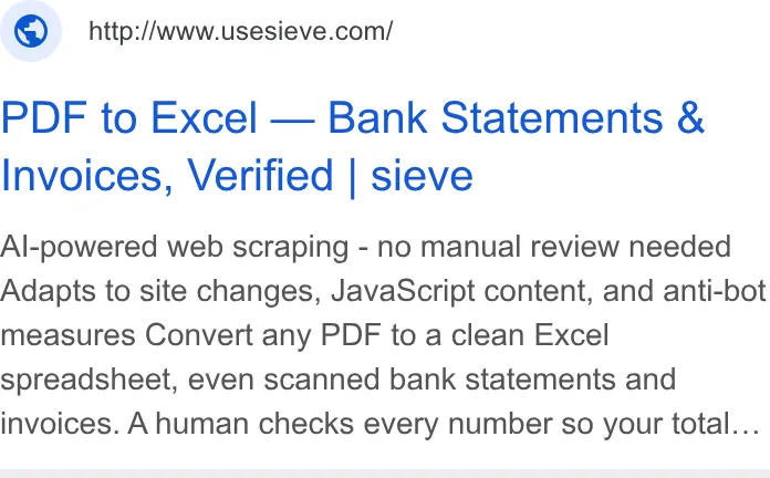 An ad sieve is running