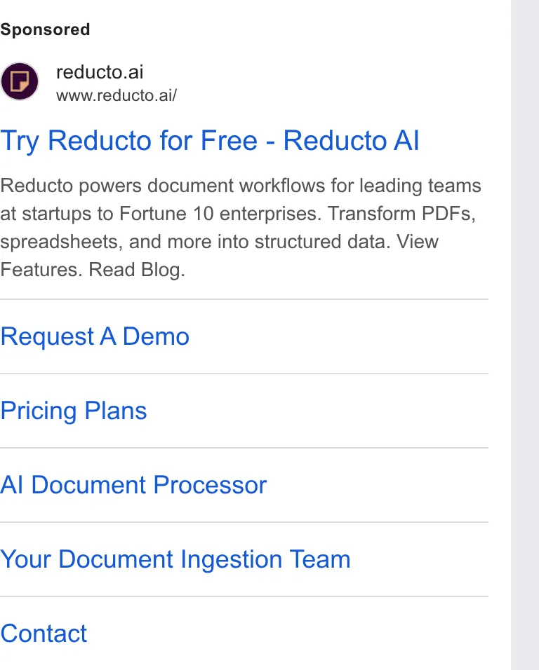 An ad Reducto is running