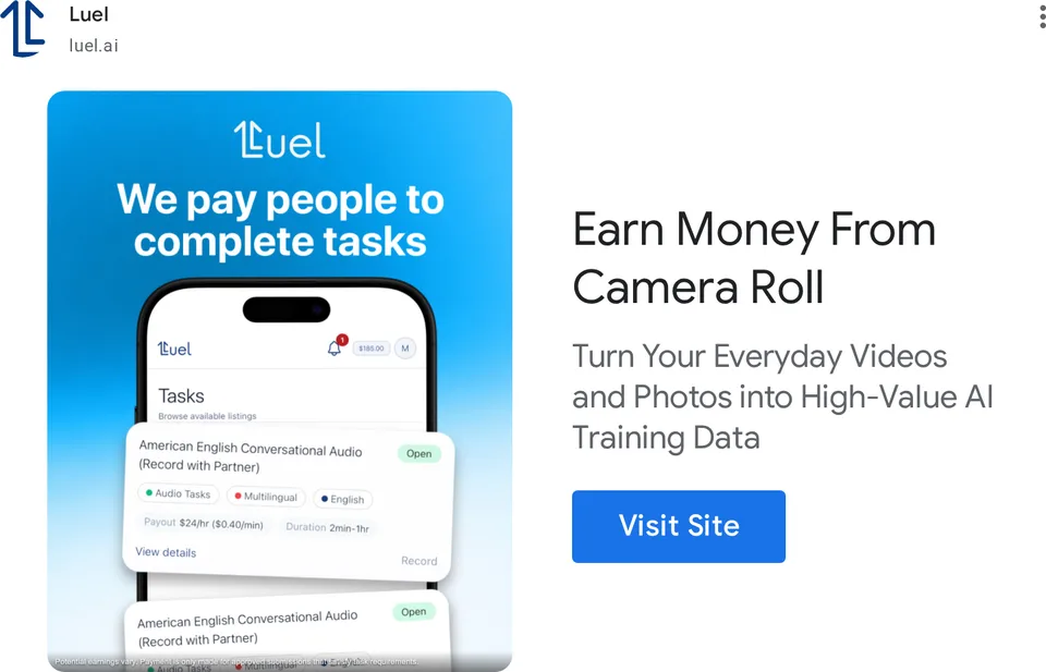 An ad Luel is running
