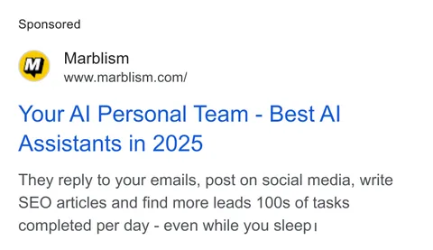 An ad Marblism is running