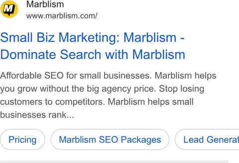 An ad Marblism is running