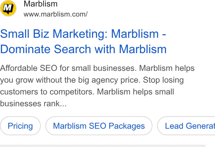 An ad Marblism is running