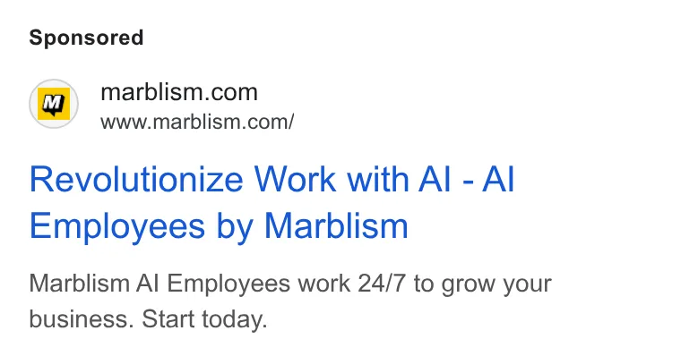 An ad Marblism is running