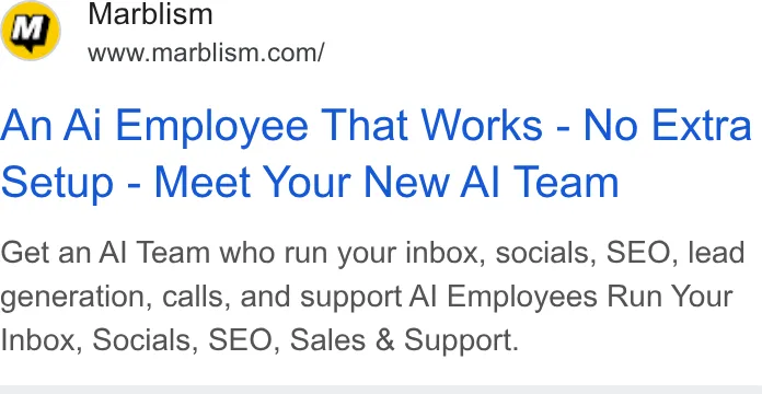 An ad Marblism is running