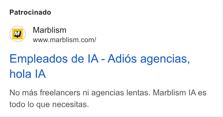 An ad Marblism is running