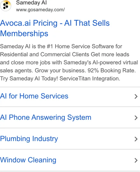 An ad Sameday is running
