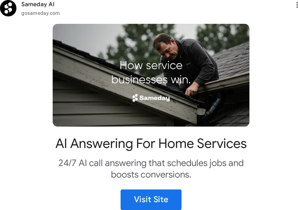 An ad Sameday is running
