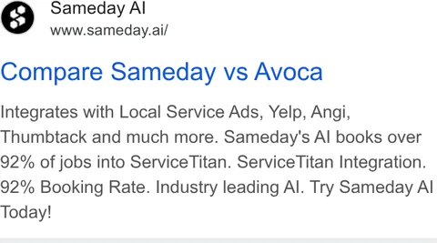 An ad Sameday is running
