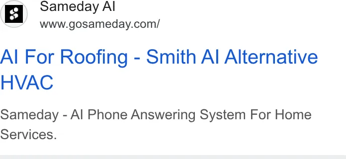 An ad Sameday is running