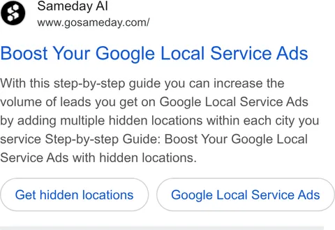 An ad Sameday is running