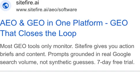 An ad Sitefire is running