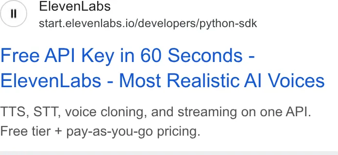 An ad ElevenLabs is running