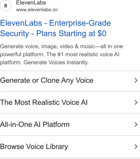 An ad ElevenLabs is running