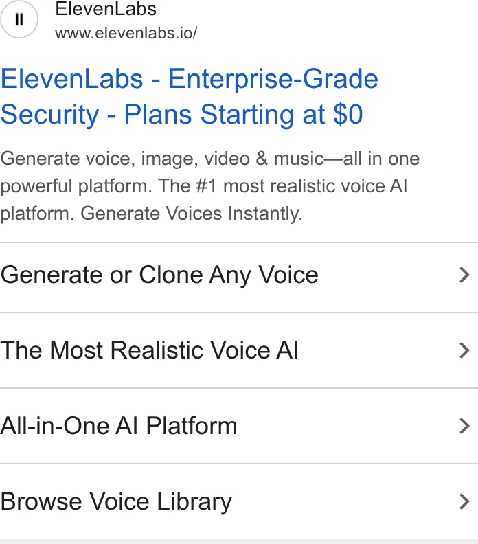An ad ElevenLabs is running