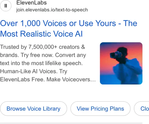 An ad ElevenLabs is running