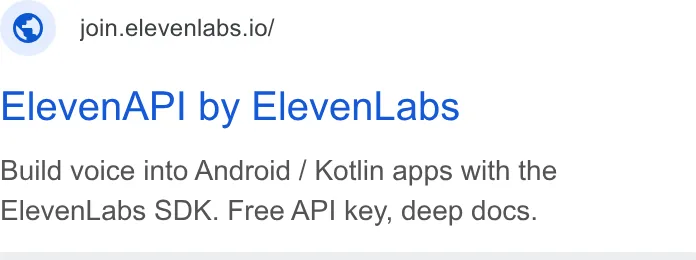 An ad ElevenLabs is running