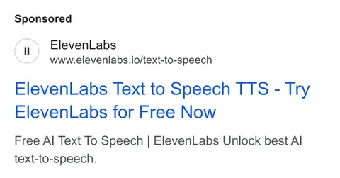 An ad ElevenLabs is running
