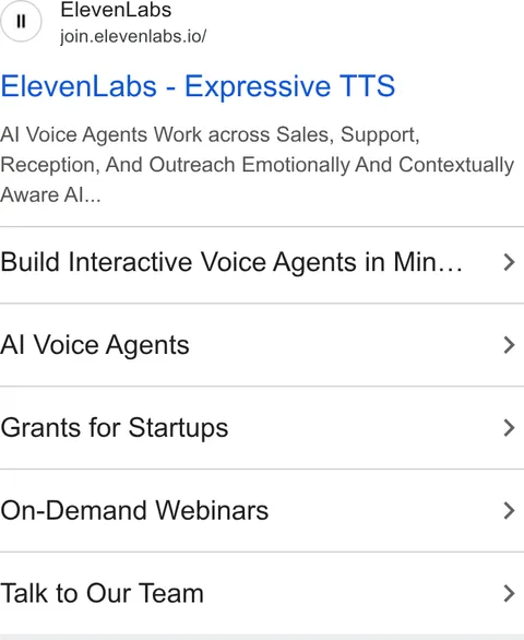 An ad ElevenLabs is running