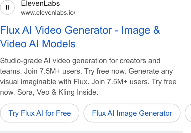 An ad ElevenLabs is running