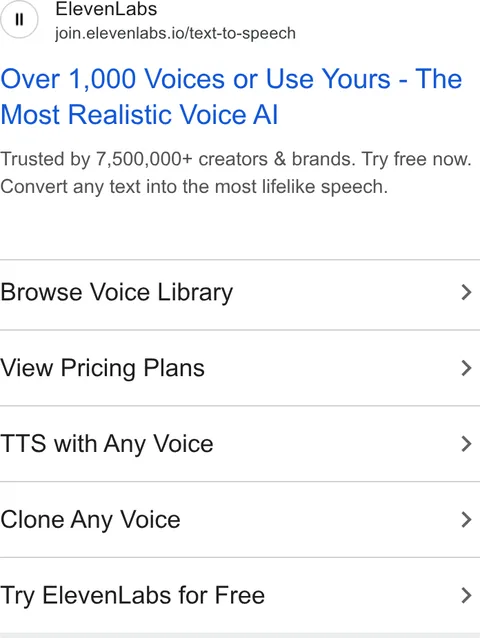 An ad ElevenLabs is running