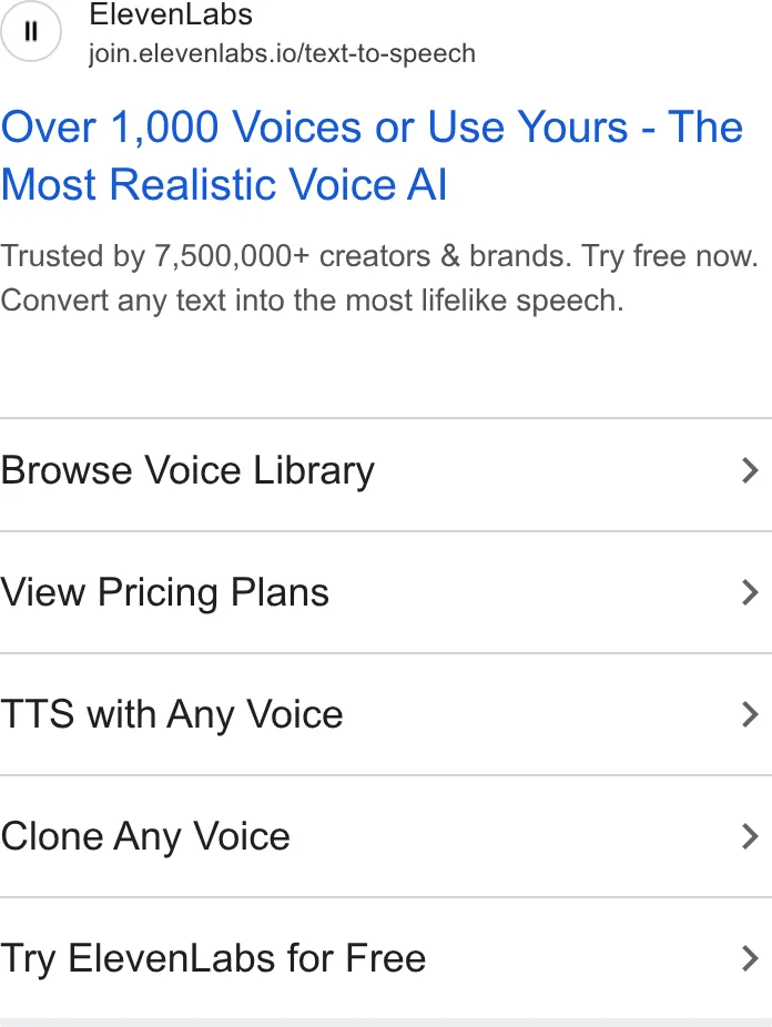 An ad ElevenLabs is running