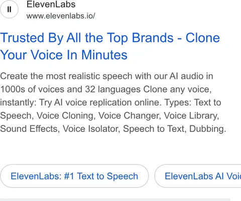 An ad ElevenLabs is running