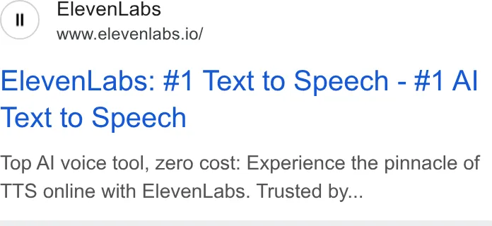 An ad ElevenLabs is running