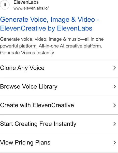 An ad ElevenLabs is running