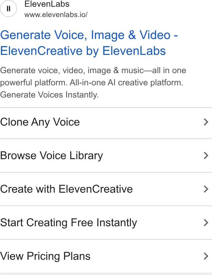 An ad ElevenLabs is running