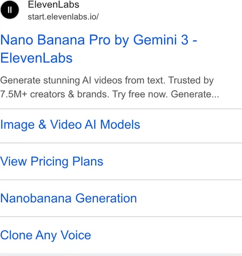An ad ElevenLabs is running
