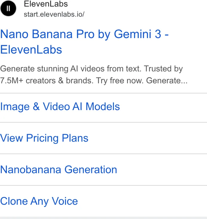 An ad ElevenLabs is running