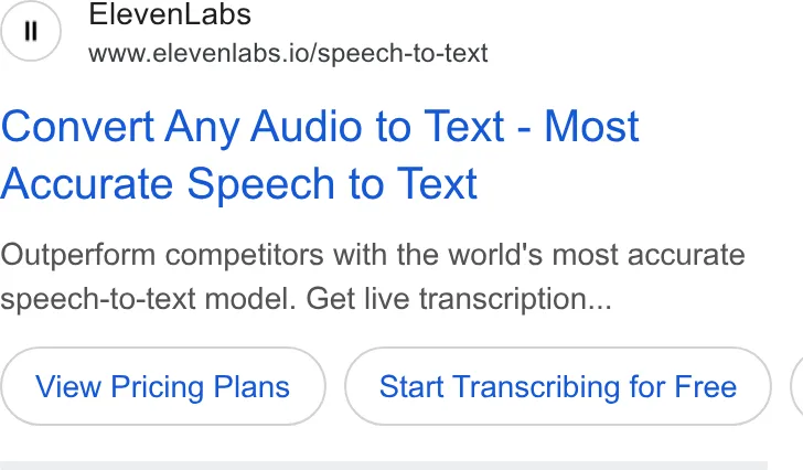 An ad ElevenLabs is running