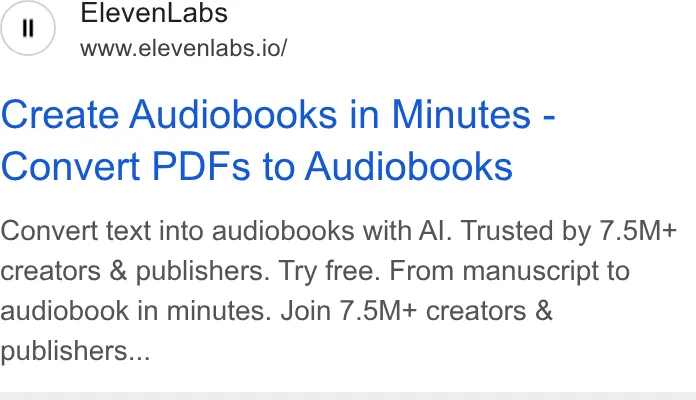 An ad ElevenLabs is running