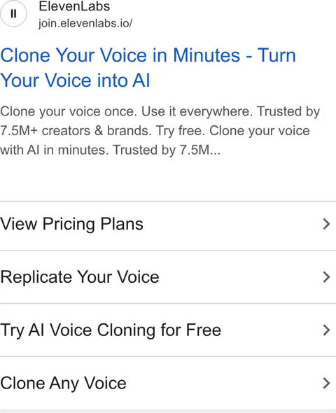 An ad ElevenLabs is running