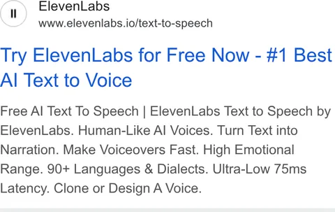 An ad ElevenLabs is running