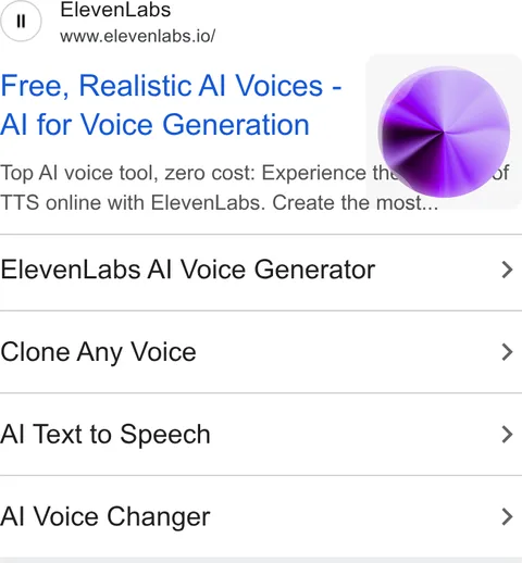 An ad ElevenLabs is running