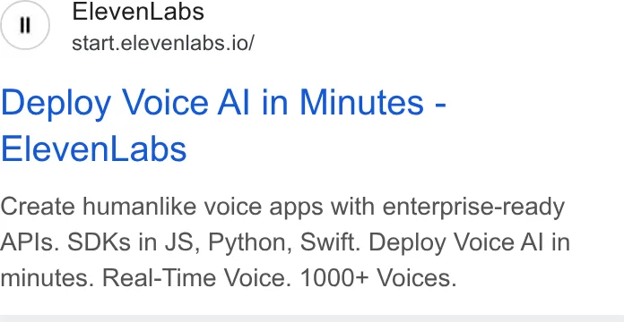 An ad ElevenLabs is running