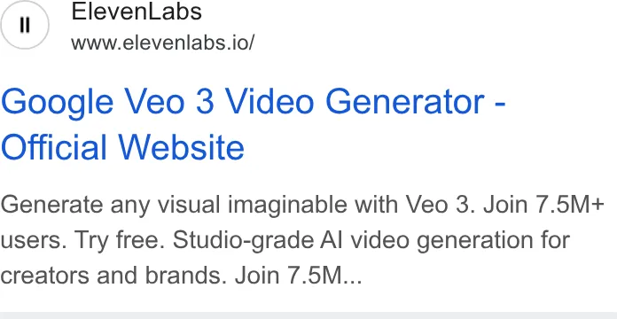 An ad ElevenLabs is running