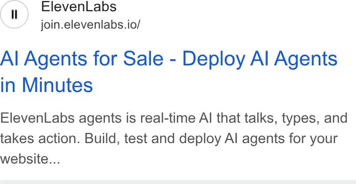 An ad ElevenLabs is running