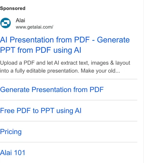 An ad Alai is running