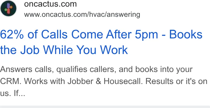 An ad Oncactus is running