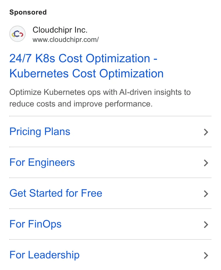 An ad Cloudchipr is running