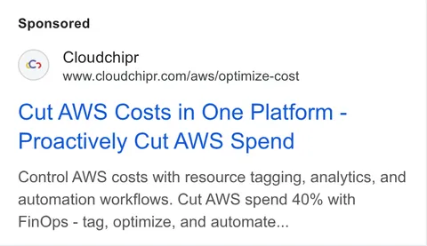 An ad Cloudchipr is running
