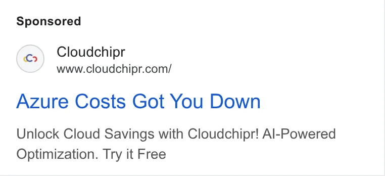 An ad Cloudchipr is running
