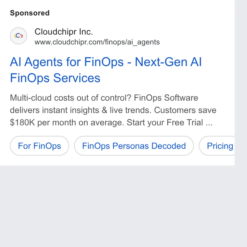 An ad Cloudchipr is running