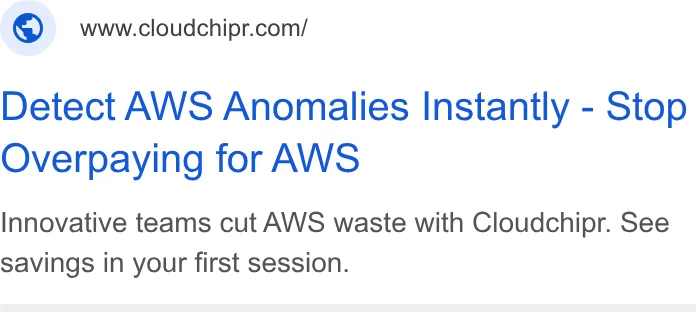 An ad Cloudchipr is running